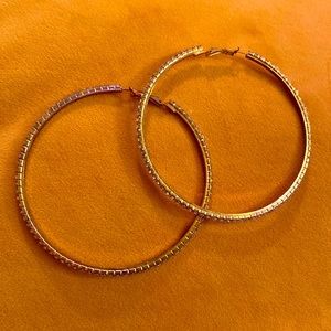 Extra Large Rhinestoned Hoop Earrings